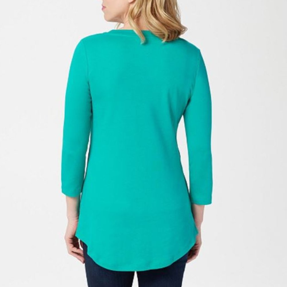 Isaac Mizrahi Essential Pima Cotton 3/4 Sleeve Top - Picture 2 of 2